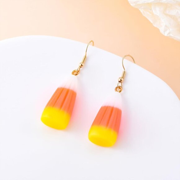 Fall Acrylic Dangle Candy Corn Earrings Jewelry Gift for Women - Picture 3 of 6